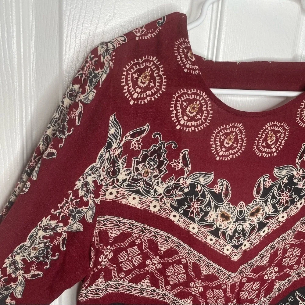 Free People Smooth Talker Tunic in Burgundy/Red S
